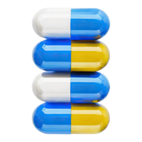 Pill capsule stack isolated on transparent background. AI Generated png