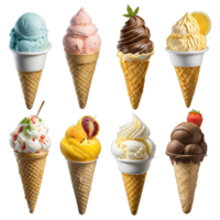 AI generated set of ice cream isolated on transparent background png