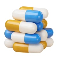 Pill capsule stack isolated on transparent background. AI Generated png
