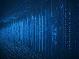 AI generated Blue digital binary data on computer screen background. binary code background . abstract blue background photo