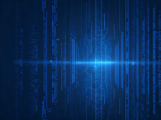 AI generated Blue digital binary data on computer screen background. binary code background . abstract blue background