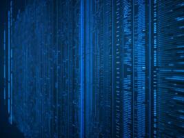 AI generated Blue digital binary data on computer screen background. binary code background . abstract blue background photo