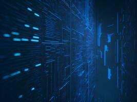 AI generated Blue digital binary data on computer screen background. binary code background . abstract blue background photo