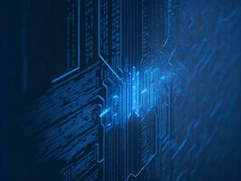 AI generated Blue digital binary data on computer screen background. binary code background . abstract blue background photo