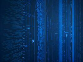 AI generated Blue digital binary data on computer screen background. binary code background . abstract blue background photo