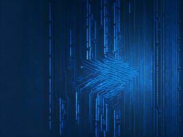 AI generated Blue digital binary data on computer screen background. binary code background . abstract blue background photo