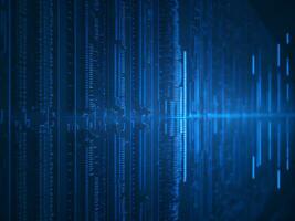 AI generated Blue digital binary data on computer screen background. binary code background . abstract blue background photo