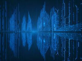 AI generated Blue digital binary data on computer screen background. binary code background . abstract blue background photo