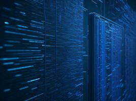 AI generated Blue digital binary data on computer screen background. binary code background . abstract blue background photo