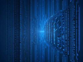 AI generated Blue digital binary data on computer screen background. binary code background . abstract blue background photo