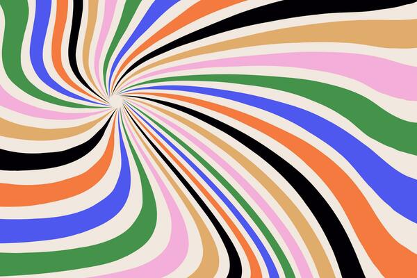 Psychedelic Vintage Abstract Landscape Design. Retro 60s 70s
