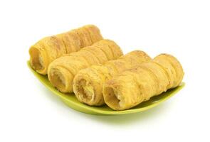 Indian Sweet Dish Puff Roll with Cream photo