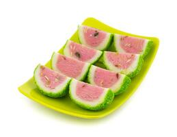 Indian Sweet Food Watermelon shaped Mawa Burfi photo