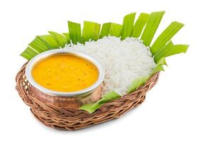 Indian Traditional Cuisine Dal Fry or Rice Also Know as Dal Chawal photo