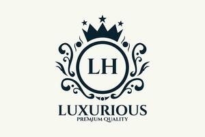 Initial  Letter LH Royal Luxury Logo template in vector art for luxurious branding  vector illustration.