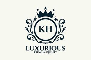 Initial  Letter KH Royal Luxury Logo template in vector art for luxurious branding  vector illustration.