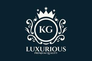 Initial  Letter KG Royal Luxury Logo template in vector art for luxurious branding  vector illustration.
