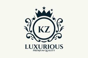 Initial  Letter KZ Royal Luxury Logo template in vector art for luxurious branding  vector illustration.