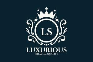 Initial  Letter LS Royal Luxury Logo template in vector art for luxurious branding  vector illustration.