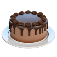 cake with chocolate frosting on a plate isolated on transparent background png