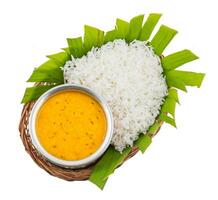 Indian Traditional Cuisine Dal Fry or Rice Also Know as Dal Chawal photo