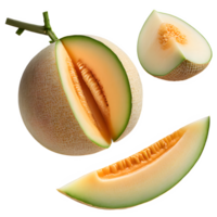 AI generated japanese melon sliced isolated on transparent background png