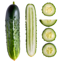 AI generated freash cucumber sliced isolated on transparent background png