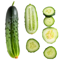 ai gerado freash pepino fatiado isolado em transparente fundo png