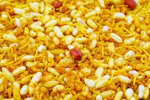 Indian Street Spicy Food Bhel puri is a savoury snack photo