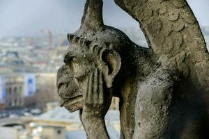 a gargoyle statue on the side of a building photo