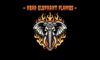 AI generated head elephant with flames vector flat design
