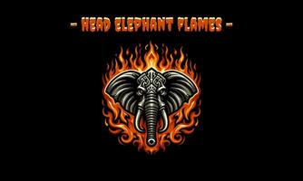 AI generated head elephant with flames vector flat design