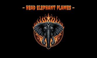 AI generated head elephant with flames vector flat design