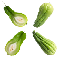 AI generated fresh Chayote and sliced isolated on transparent background png