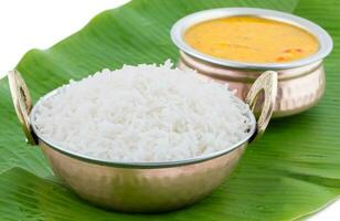 Indian Traditional Cuisine Dal Fry or Rice Also Know as Dal Chawal photo