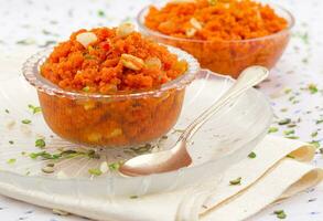 Indian Popular Sweet Food Carrot Halwa photo