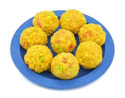 Indian Sweet Food Laddu on white background photo