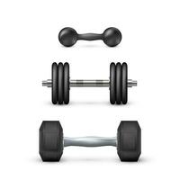 Set of realistic dumbbells. Equipment for bodybuilding and workout. Vector illustration