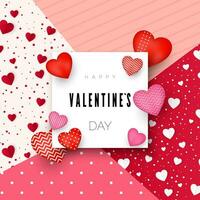 Happy Valentines day greeting card or invitation design. February 14 day of love and romantic. Holiday banner with red hearts. Vector illustration