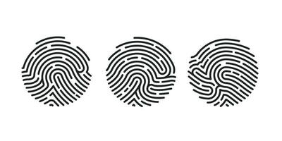 Circle Unique Fingerprint icon design for app isolated on white background. Finger print flat scan. Vector illustration