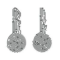 Circuit fingerprint key. Security system user verification. Biometric ID for software login vector