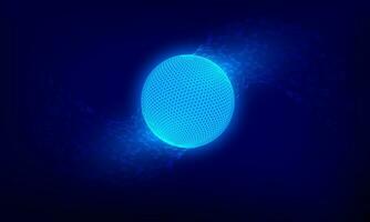 Abstract blue network sphere. Sci fi technology background. Digital cyberspace planet surface. Vector illustration