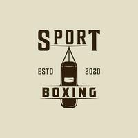 heavy punching bag boxing logo vintage vector illustration template icon graphic design. fight sport sign or symbol for club academy for competition or shirt print concept