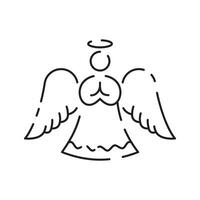 Navidad ángel línea icono. contento nuevo año ángel línea icono en blanco antecedentes. vector