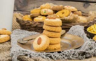 Healthy Homemade Sweet Almond Cookies or biscuits photo