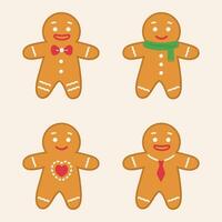 cute gingerbreadman set vector