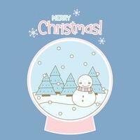 little snowman snowglobe vector