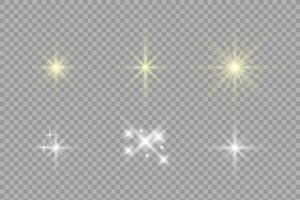 Star light effect set. Bokeh light lights effect background. Glowing light bokeh, confetti and sparkle overlay texture for your design. High quality vector illustration.