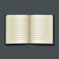 Book or textbook open pages clipart realistic object isolated on dark background vector