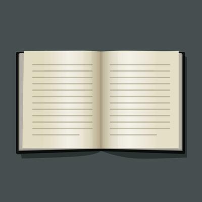 Old open blank book for graphic design. Vector illustration